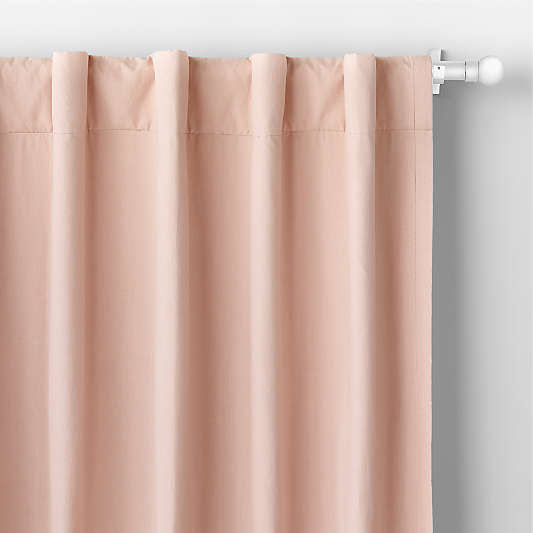 Elegant Pink Embroidered Stitch Organic Cotton Blackout Curtain Panel