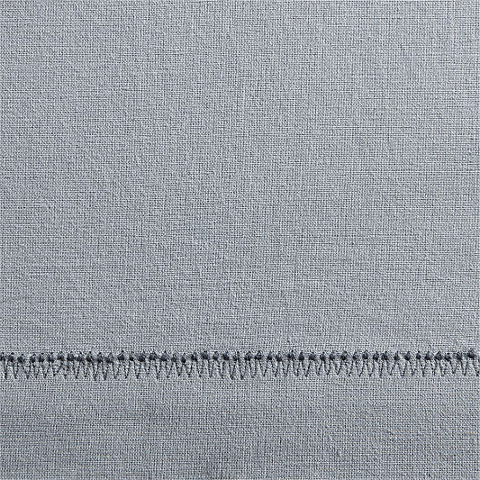 Mist Blue Embroidered Stitch Organic Cotton Blackout Curtain Panel
