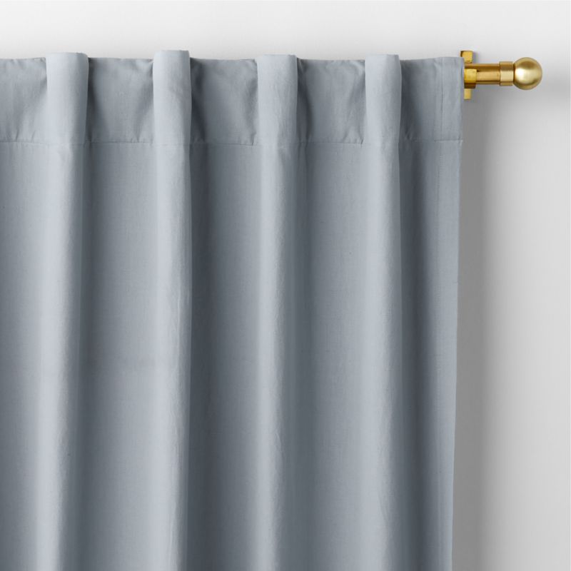 Mist Blue Embroidered Stitch Organic Cotton Blackout Curtain Panel 44"x96" - image 3 of 6