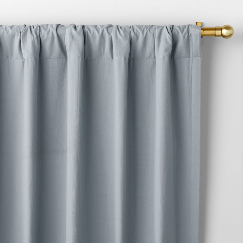 Mist Blue Embroidered Stitch Organic Cotton Blackout Curtain Panel 44"x96" - image 2 of 6