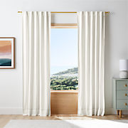 Pampas Ivory Embroidered Stitch Organic Cotton Blackout Curtain Panel 44"x63"