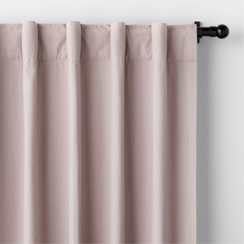 Rosy Lilac Embroidered Stitch Organic Cotton Blackout Curtain Panel 44"x84" - image 1 of 5