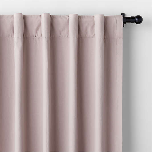 Rosy Lilac Embroidered Stitch Organic Cotton Blackout Curtain Panel 44"x96"