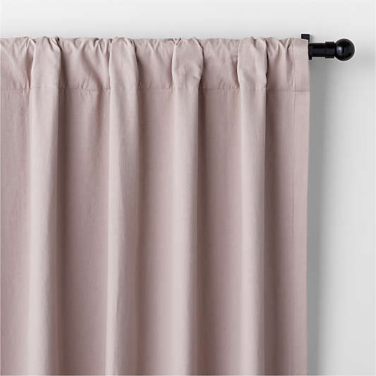 Rosy Lilac Embroidered Stitch Organic Cotton Blackout Curtain Panel 44"x63"