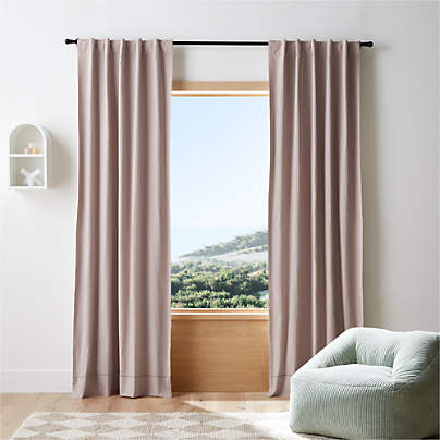 Rosy Lilac Embroidered Stitch Organic Cotton Blackout Curtain Panel 44"x96"