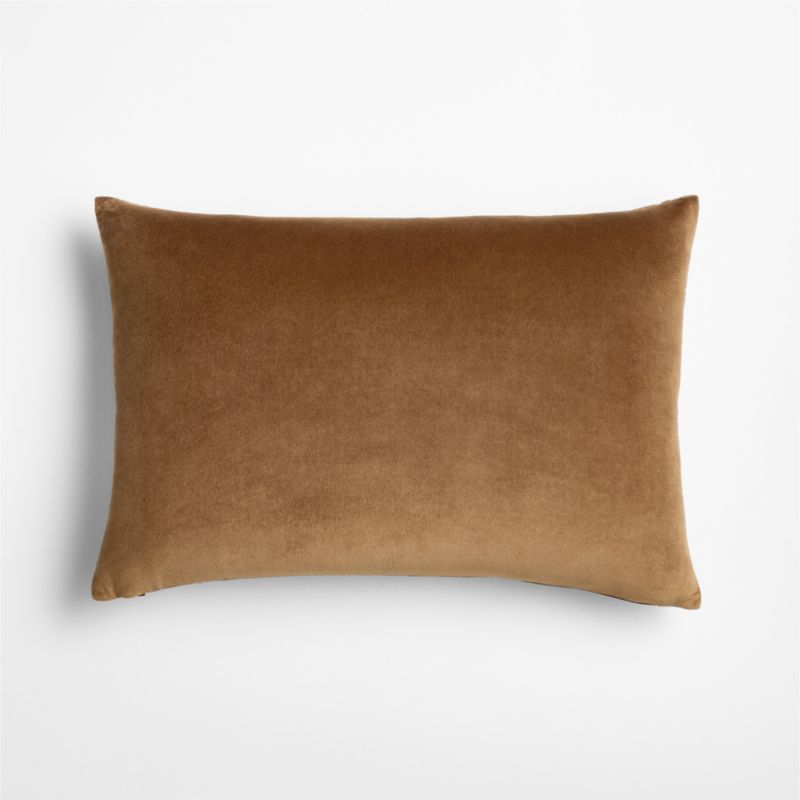Embroidered Garland Velvet 22"x15" Camel Tan Throw Pillow Cover - image 3 of 5