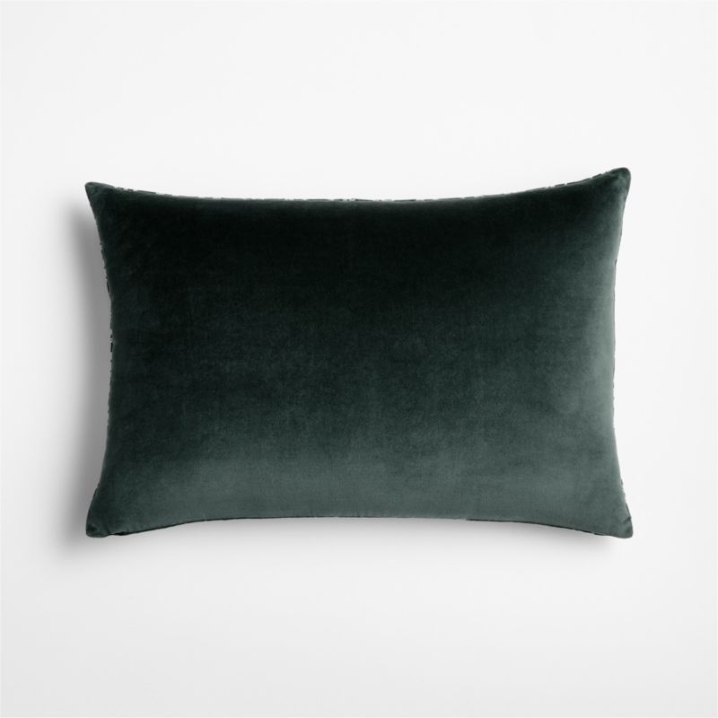 Embroidered Garland Velvet 22"x15" Spruce Green Throw Pillow with Down-Alternative Insert - image 3 of 5