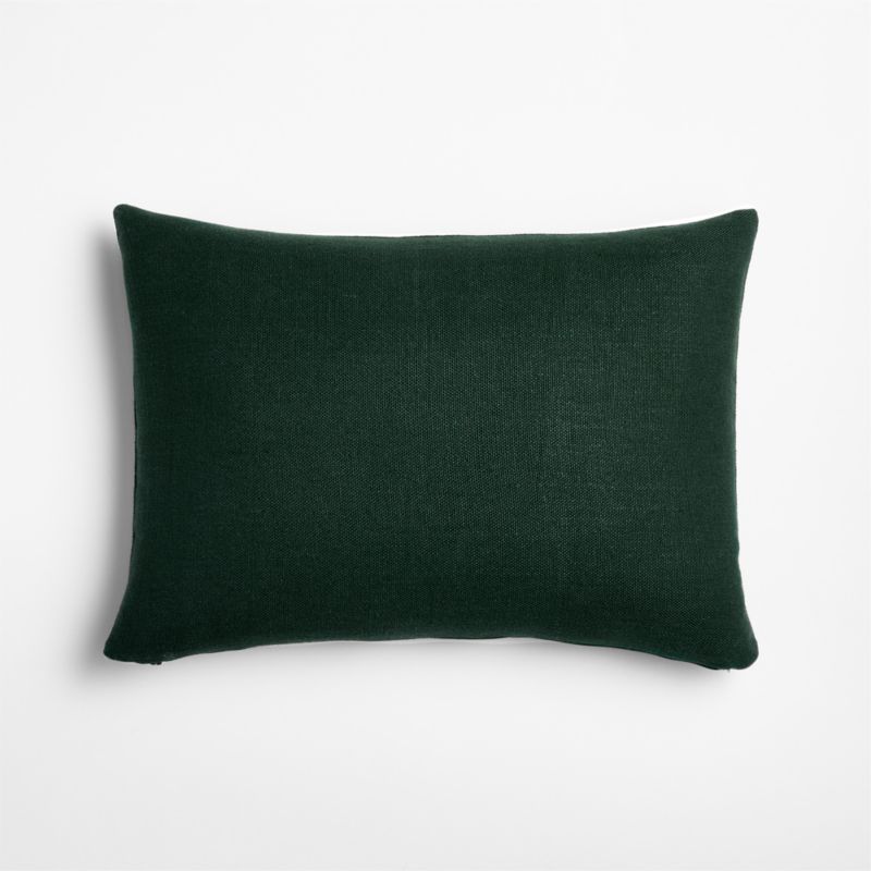 Embroidered Holly Leaves Linen 22"x15" Spruce Green Throw Pillow Cover - image 3 of 5