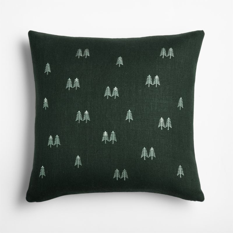 Embroidered Trees Linen 20"x20" Spruce Green Throw Pillow Cover - image 2 of 5