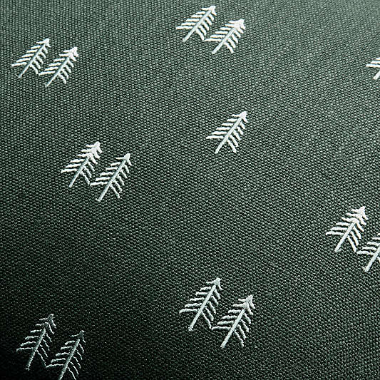 Embroidered Trees Linen 20"x20" Spruce Green Throw Pillow