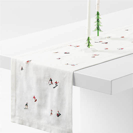 Embroidered Skier 120" Table Runner