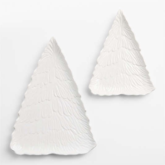 Embossed Tree Stoneware Platters, Set of 2