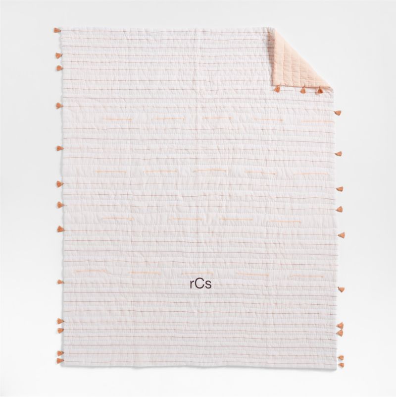 Elegant Pink Embroidered Texture Stripe Voile Kids Twin Quilt