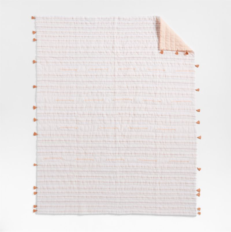 Elegant Pink Embroidered Texture Stripe Voile Kids Twin Quilt