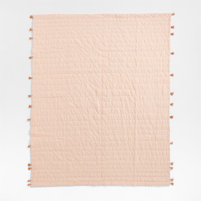 Elegant Pink Embroidered Texture Stripe Voile Kids Twin Quilt