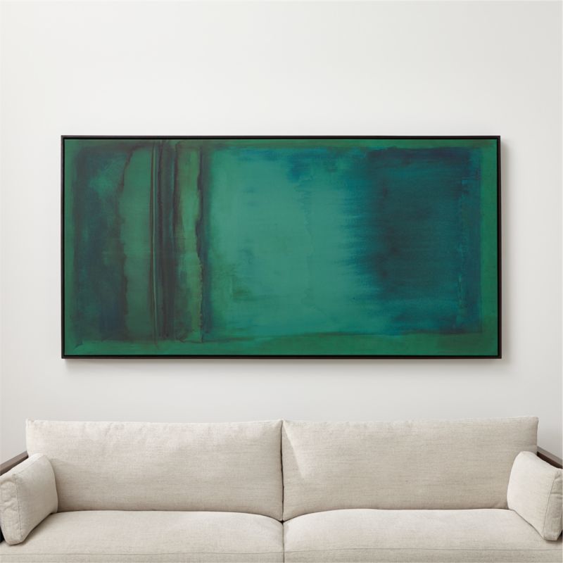 "Emerald" Framed Reproduction Abstract Wall Art Print 38"x74" by Susan Stone