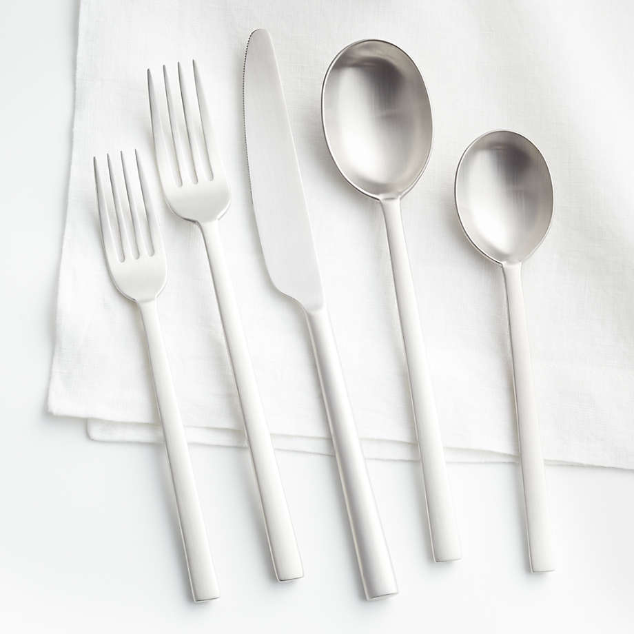 Emerge Satin 20-Piece Flatware Set + Reviews | Crate & Barrel