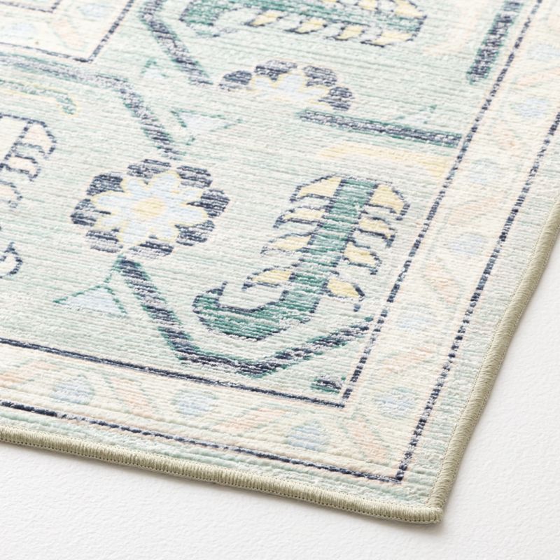 Emery Green Floral Washable Kids Area Rug 4'x6' - image 4 of 5