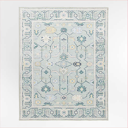 Emery Green Floral Washable Kids Area Rug