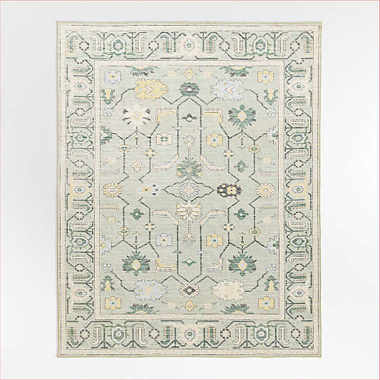 Emery Green Floral Washable Kids Area Rug