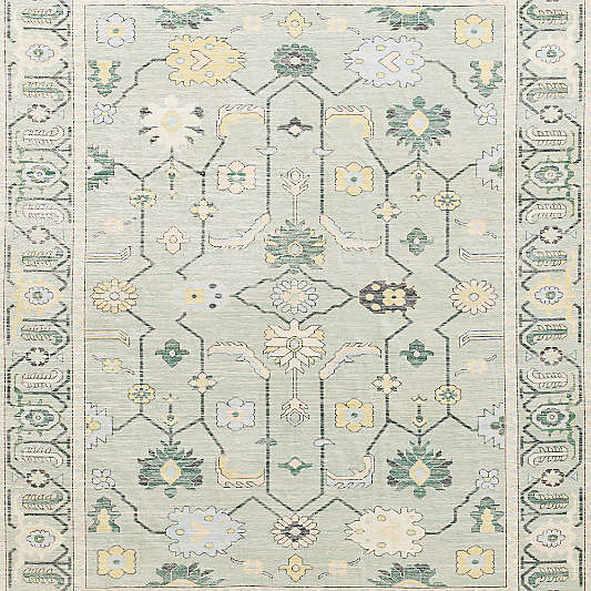 Emery Green Floral Washable Kids Area Rug