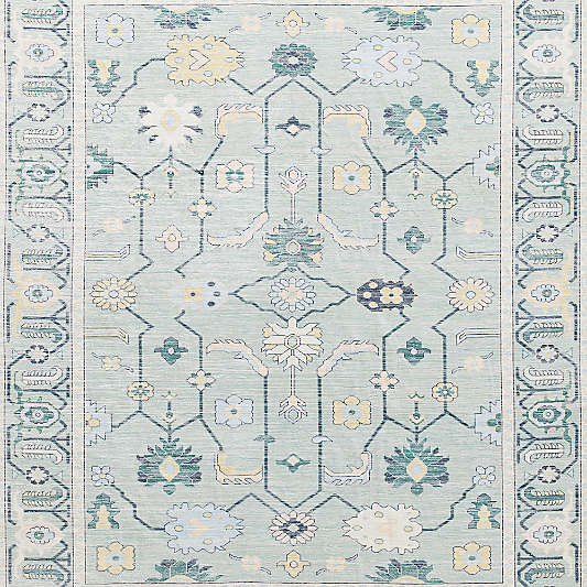Emery Green Floral Washable Kids Area Rug