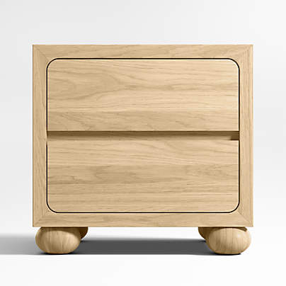 Emery Natural Oak Wood 2-Drawer Kids Nightstand