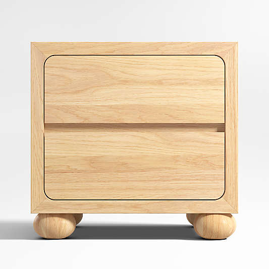 Emery Natural Oak Wood 2-Drawer Kids Nightstand