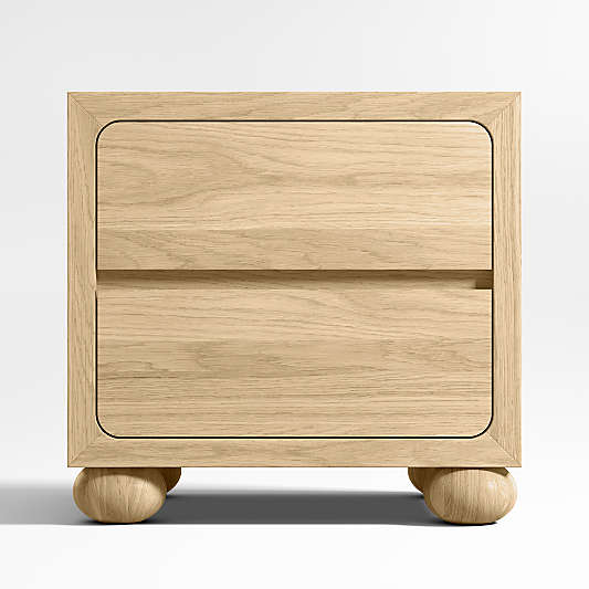 Emery Natural Oak Wood 2-Drawer Kids Nightstand