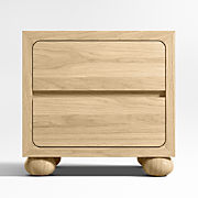 Emery Natural Oak Wood 2-Drawer Kids Nightstand