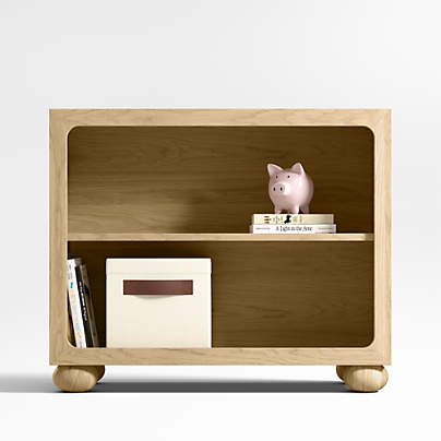 Emery Natural Oak Wood 2-Shelf Kids Bookcase