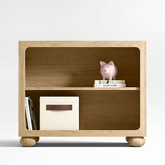 Emery Natural Oak Wood 2-Shelf Kids Bookcase