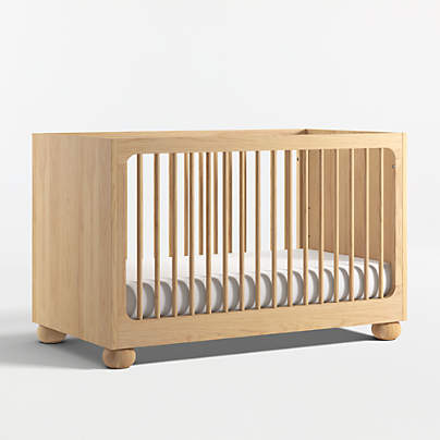 Emery Natural Oak Wood Convertible Baby Crib