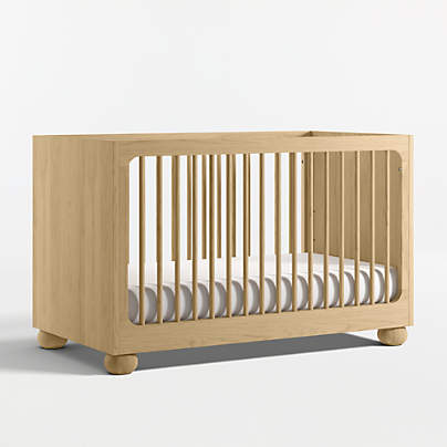 Emery Natural Oak Wood Convertible Baby Crib