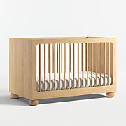 Emery Natural Oak Wood Convertible Baby Crib