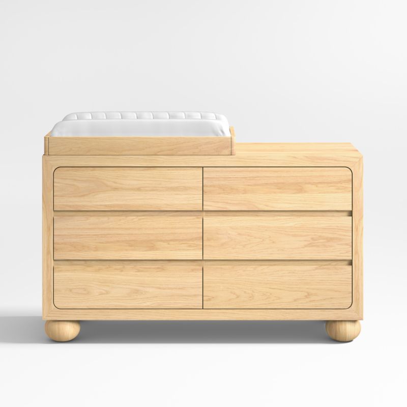 Emery Natural Oak Wood Wide Kids Dresser and Changer Table Topper - image 0 of 11