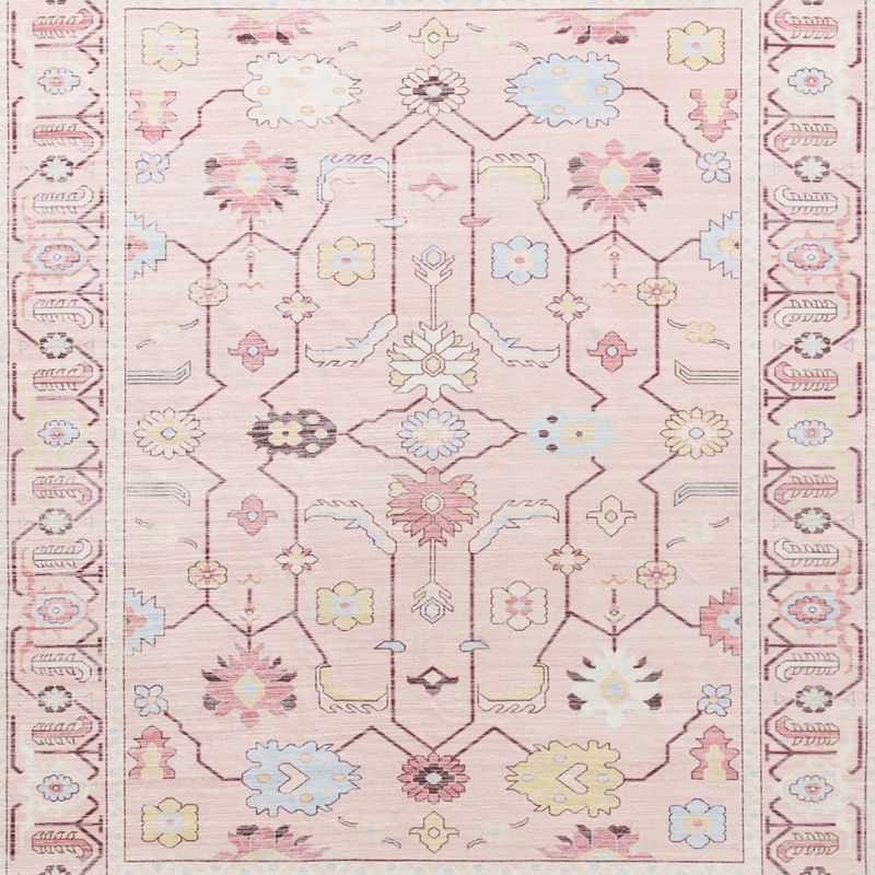 Emery Pink Floral Washable Kids Area Rug 4'x6' - image 1 of 5