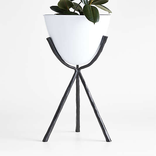 Emery  20" x 19" Medium Black and White Metal Indoor/Outdoor Planter