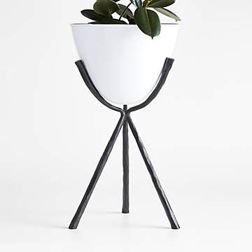 Dundee White Round Indoor/Outdoor Planter with Tall Stand + Reviews