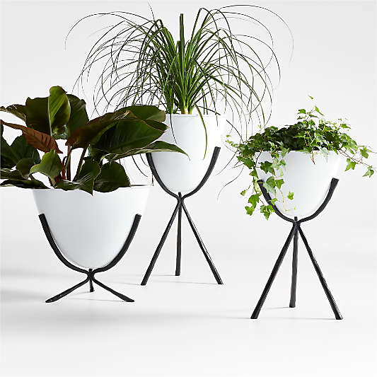 Emery Black and White Metal Indoor/Outdoor Planters