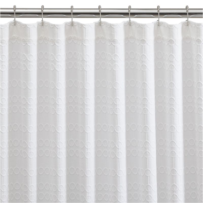 Emery Organic Cotton Matelasse Shower Curtain + Reviews | Crate & Barrel