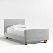 Waveland Ivory and Natural Stripe Upholstered Kids Twin Bed