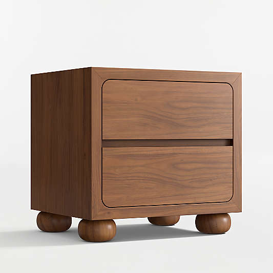 Emery 23" Walnut Wood 2-Drawer Kids Nightstand