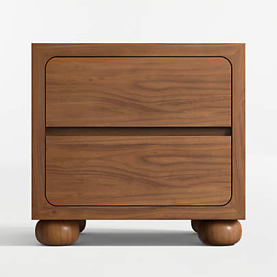 Emery 23" Walnut Wood 2-Drawer Kids Nightstand