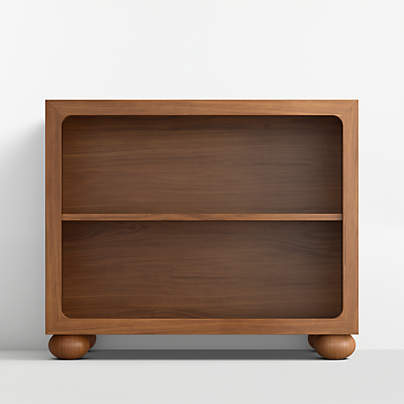 Emery Walnut Wood 2-Shelf Kids Bookcase