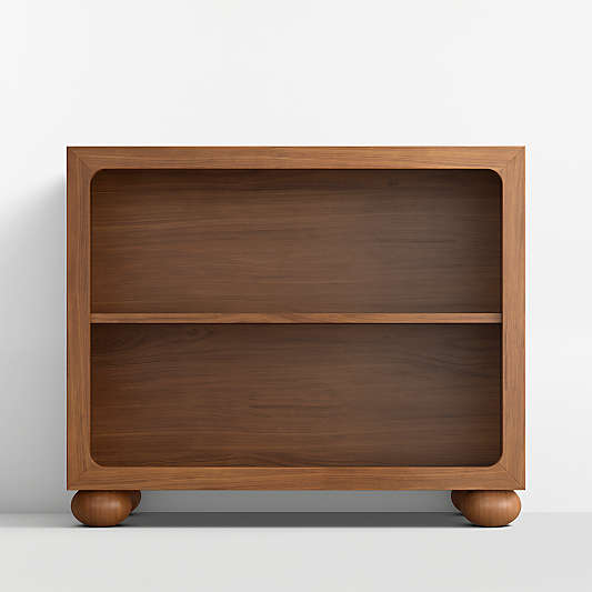 Emery Walnut Wood 2-Shelf Kids Bookcase