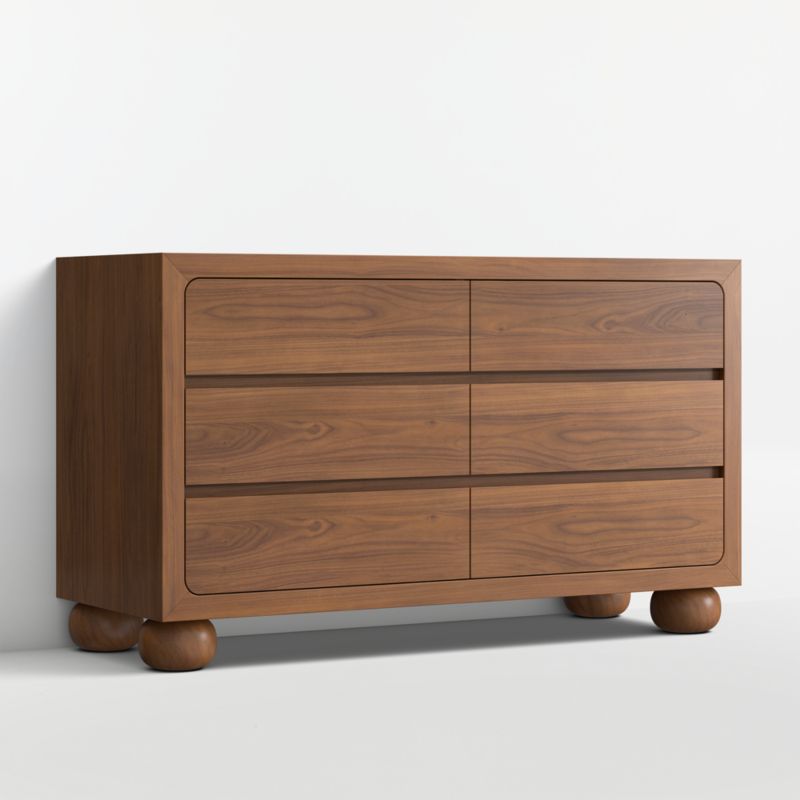 Emery 52" Walnut Wood Wide 6-Drawer Kids Dresser - image 2 of 8