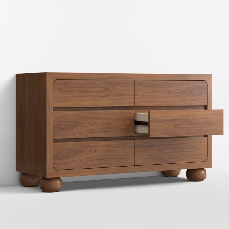 Emery 52" Walnut Wood Wide 6-Drawer Kids Dresser - image 3 of 8