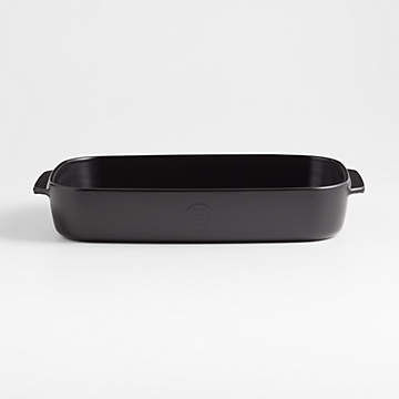 Emile Henry 1/2 Size Black Ceramic Insert Pan - 12 1/2L x 10 1/4W x 2  1/2D