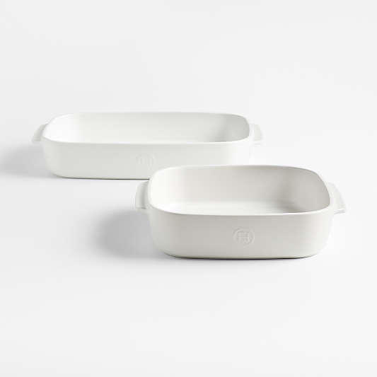 Emile Henry x Crate & Barrel 2-Piece Cream Ceramic Baking Dish Set